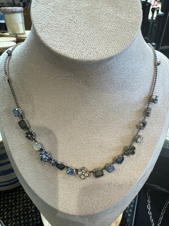 Danish Design Jewelry - Blue Crystal Floral & Heart Necklace - Women Jewelry